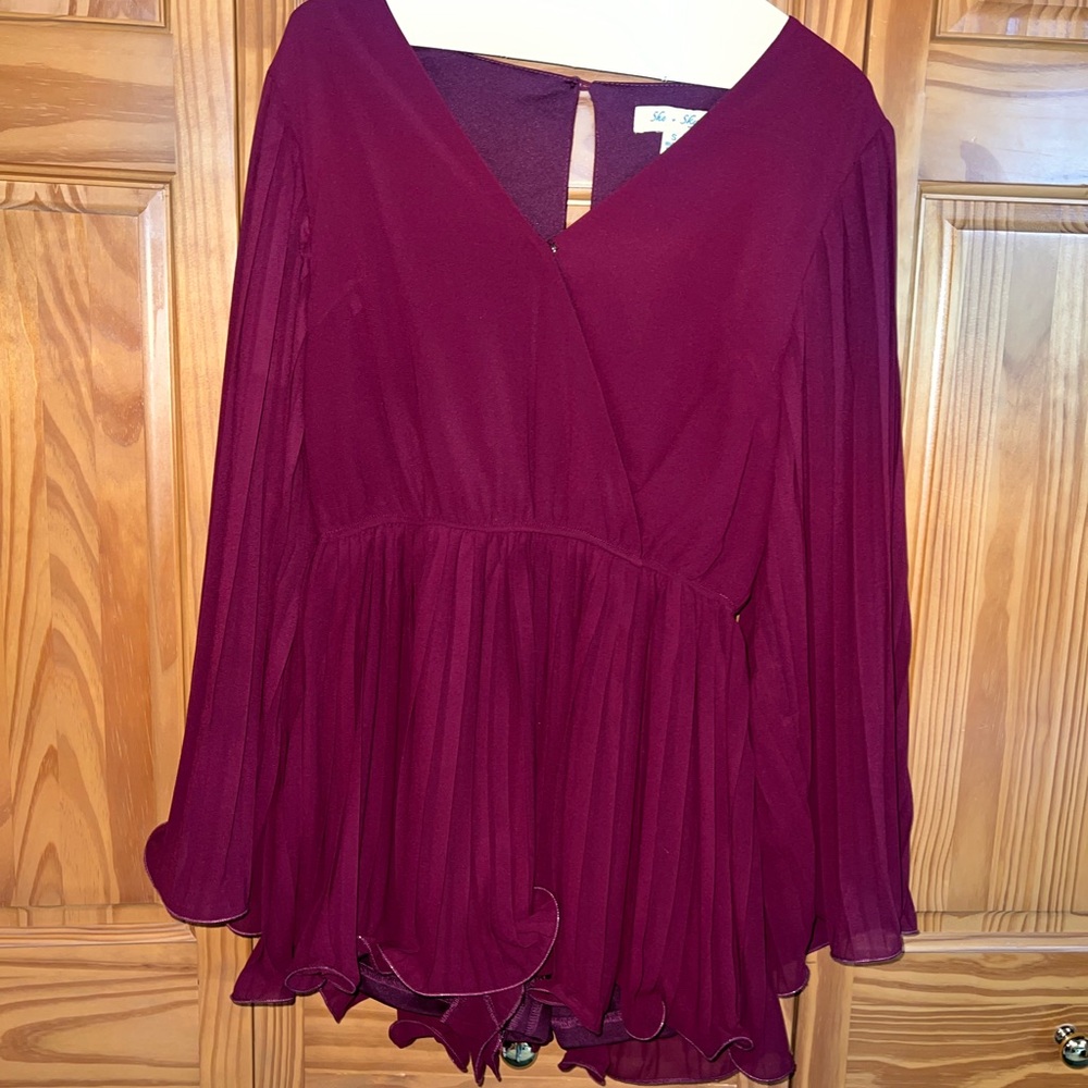 She + Sky Deep Red Romper